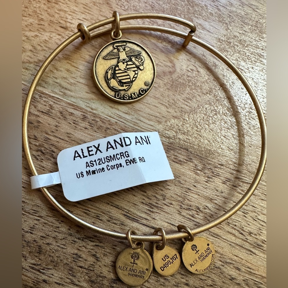 Alex and Ani USMC Gold Bangle Bracelet